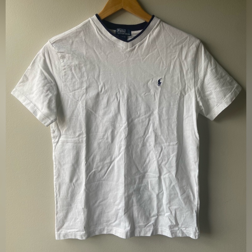 Boys Polo white v-neck tee
